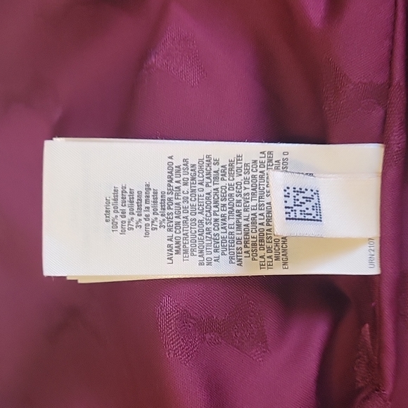 Ted Baker Lydiah crepe ruffle burgundy/wine rose-gold zip jacket women's size 0 - Picture 11 of 14